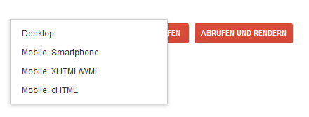 Abruf wie durch Google: Für das Rendern können verschiedene Endgeräte ausgewählt werden