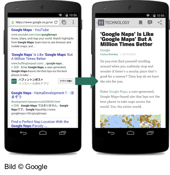Google indexiert auch Apps