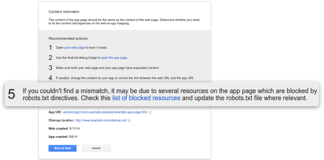 Blockierte Inhalte: Google Webmaster Tools