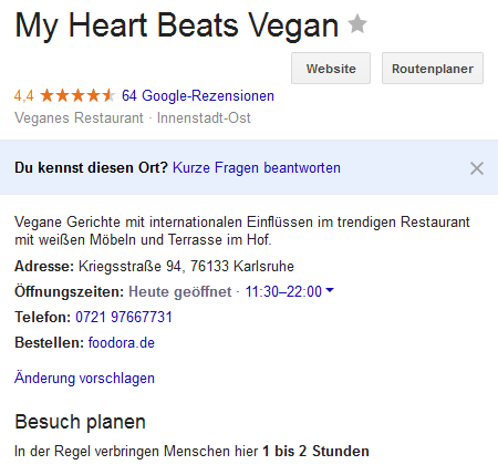 Google: Anzeige der durchschnittlichen Besuchsdauer (Beispiel)