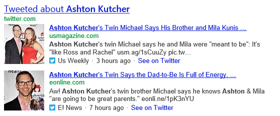 Twitter-Ergebnisse in Bing-Suche: passende Tweets