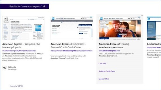 Anzeigen von Bing und Yahoo in der Smart Search von Windows 8.1