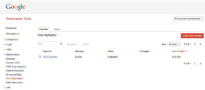 Data Highlighter Startseite