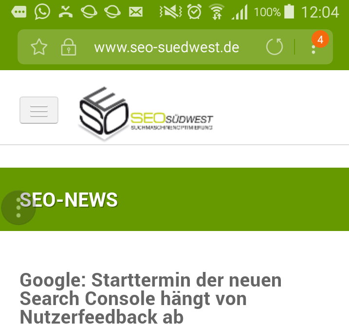 Eingefärbte Adressleiste des Browsers