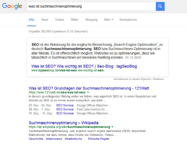 Featured Snippet: Beispiel