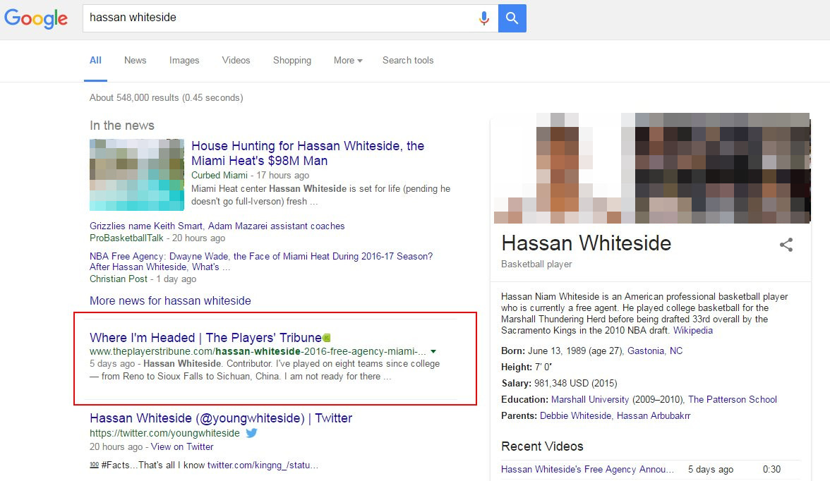 Google: separierter Top-Treffer 2