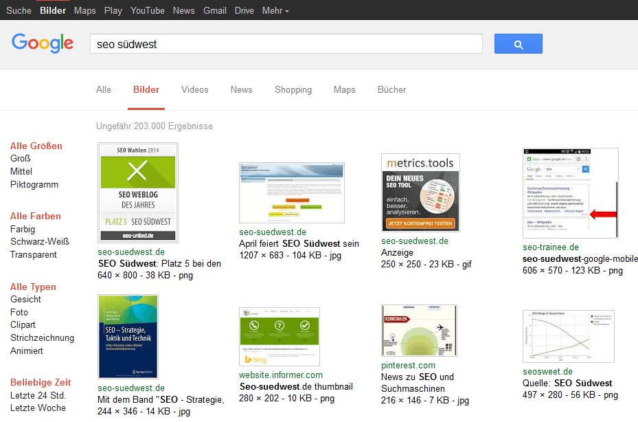 Google: Bildersuche im alten Layout