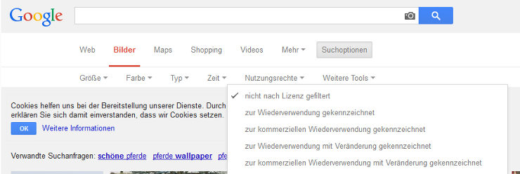 Google Bildersuche jetzt mit Lizenzfilter
