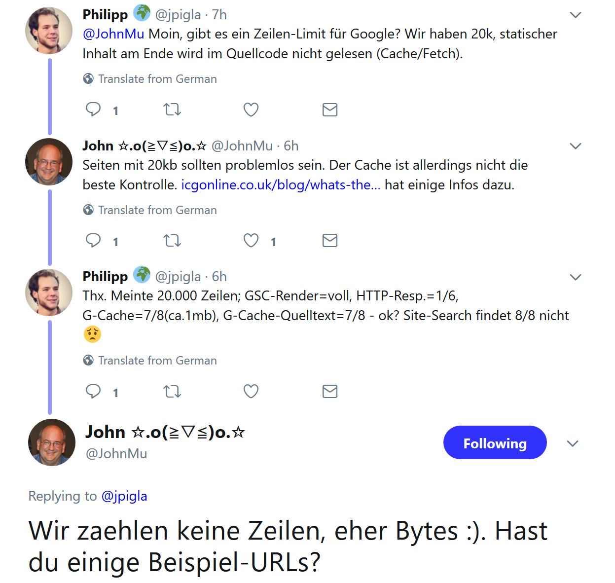 Google: Cache-Version kein Indikator für vollständiges Crawlen