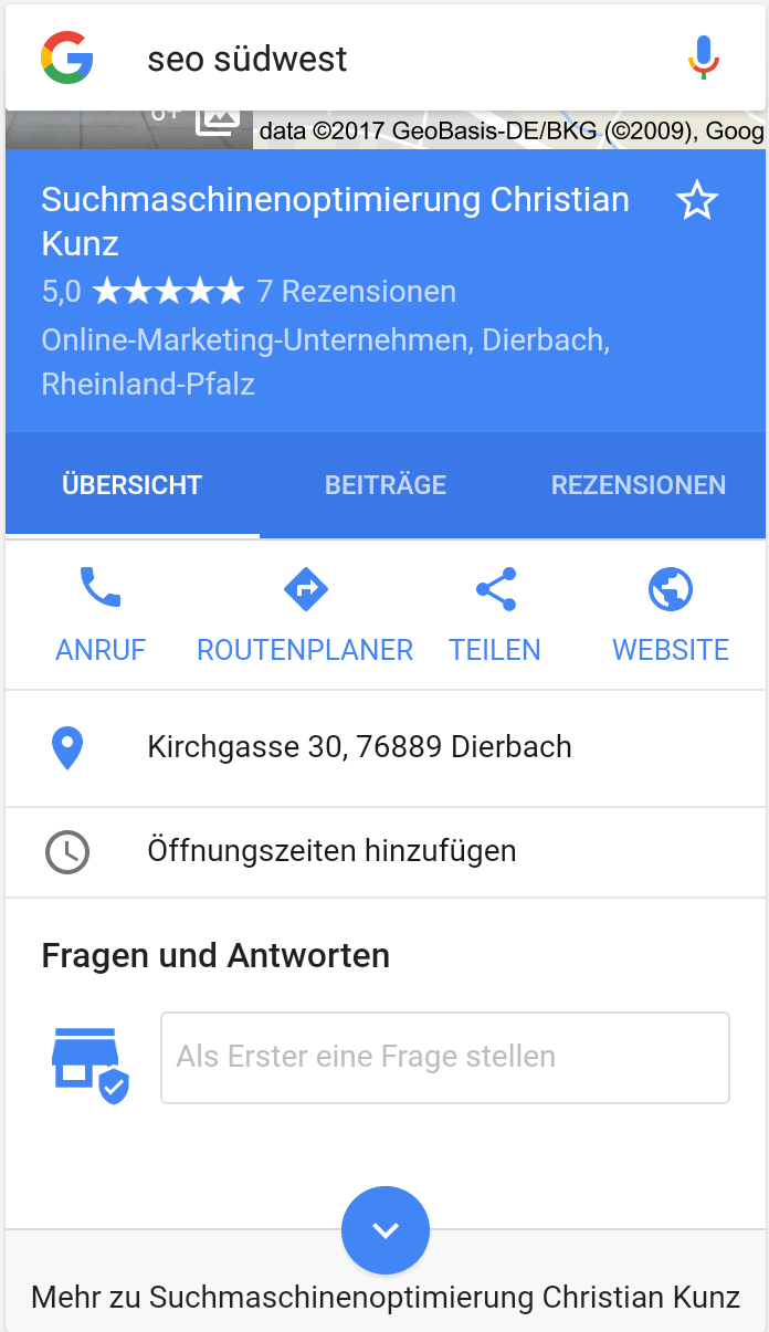 Google: Fragen und Antworten für Maps-Einträge