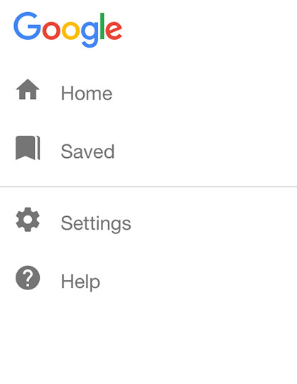 Google: Inhalt des Hamburger-Menüs