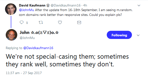 Google: keine Bevorzugung von 'm.'-Domains