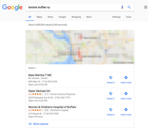 Local Pack: Darstellungsvariante für Servicedienstleister