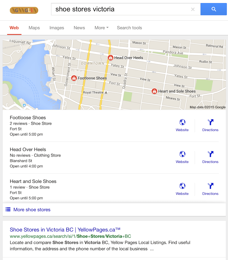 Google: Lokale Suchergebnisse im Dreierpack auf Tablets
