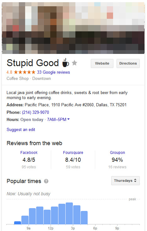 Google: Emoji im Local Pack (Firefox)