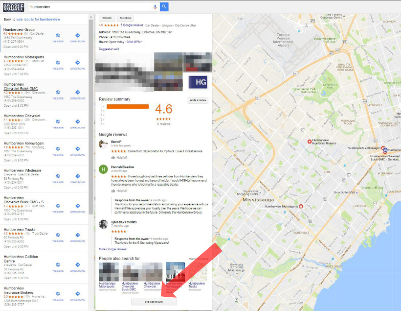 "See web results" - button in Google Maps