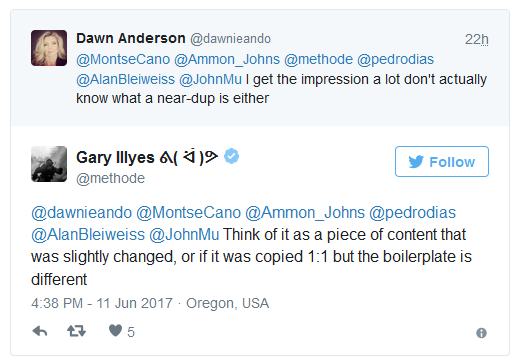 Near Duplicate Content