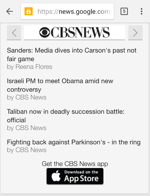 Google News mit Download-Link für App