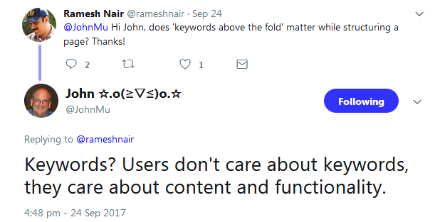 Google: Nicht Keywords zählen, sondern Inhalte und Funktionalität