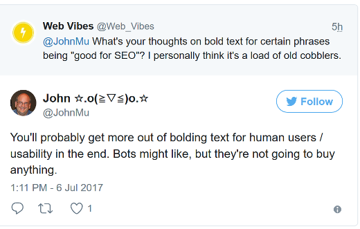 Google nutzt Bold-Tags