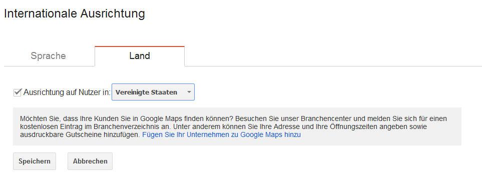 Google Search Console: internationale Ausrichtung