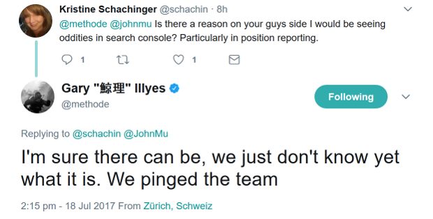 Gary Illyes zum Problem mit gesunkenen Positionen in der Google Search Console