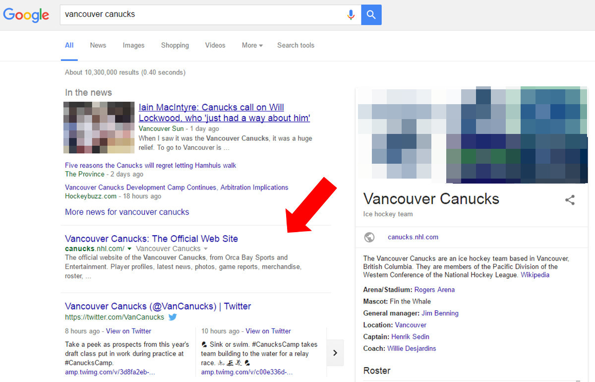 Google: separierter Top-Treffer I