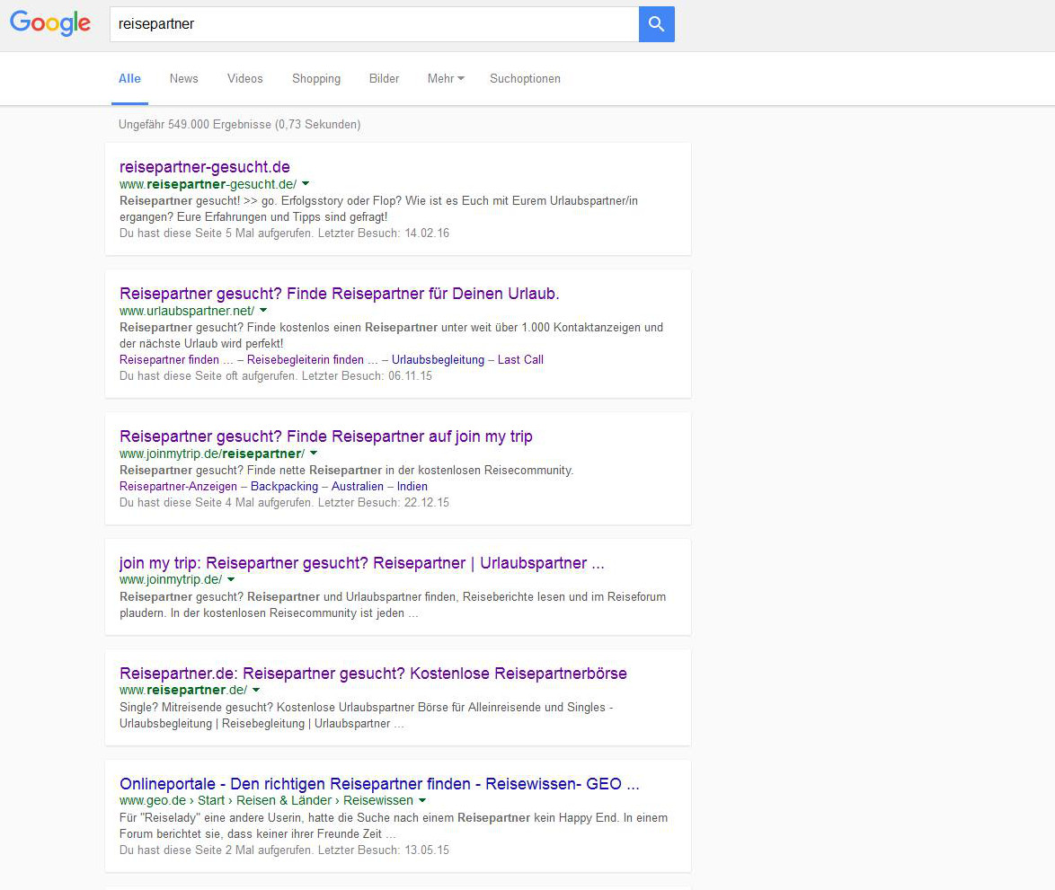 Google-Test: mehr Abstand zwischen den Ergennissen