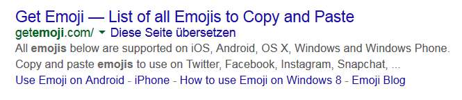 Google-Snippet ohne Emojis