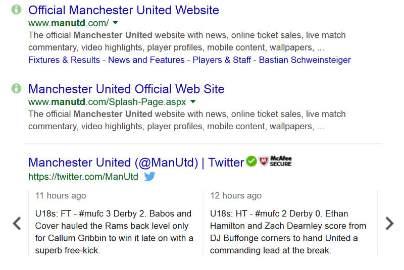 Tweets in Google SERP