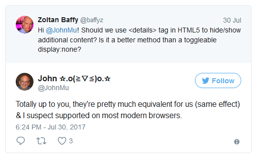 Google unterstützt das details-Tag
