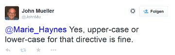 John Muller zur Groß- und Kleinschreibung der Domain-Direktive auf Twitter