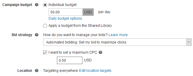 Bing: maximales Gebot pro Klick festlegen