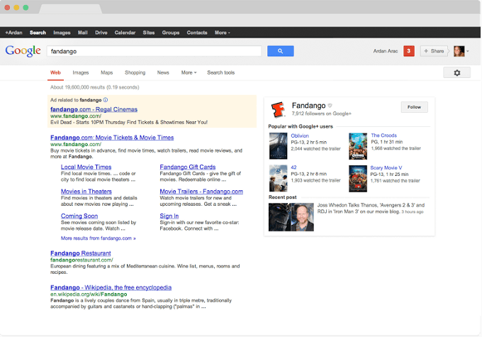 Google SERP mit App-Suche