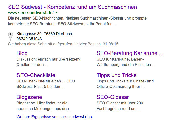 Sitelinks in Blockform