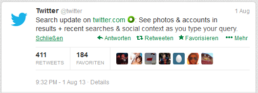 Twitter kündigt Universal Search an