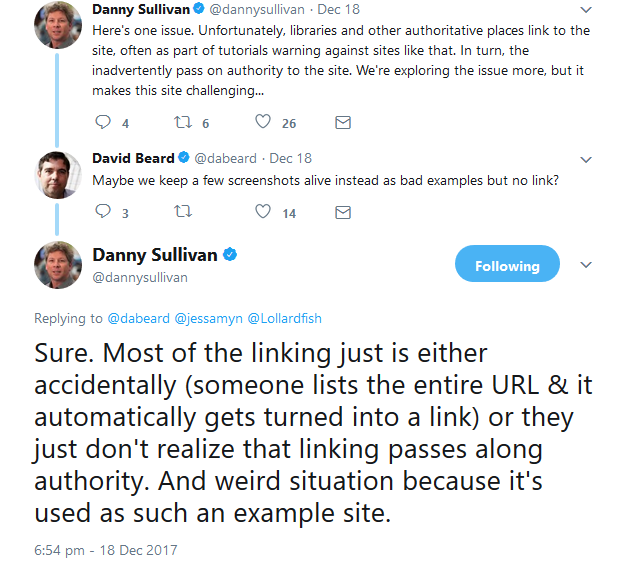 Google: unerwünschte Rankingeffekte durch Links auf negative Beispiele