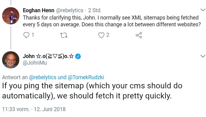 Google: Verarbeitung von XML-Sitemaps geschieht schnell, wenn Ping genutzt wird