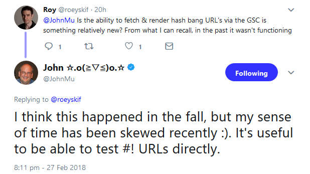 'Abruf wie durch Google' crawlt wieder Hashbang-URLs