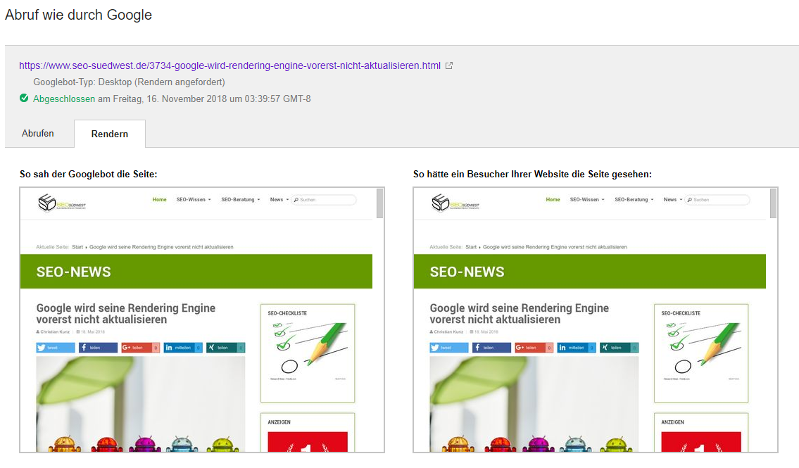 Abruf wie durch Google: Beispiel