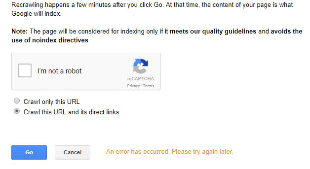Abruf wie durch Google: Fehlerseite