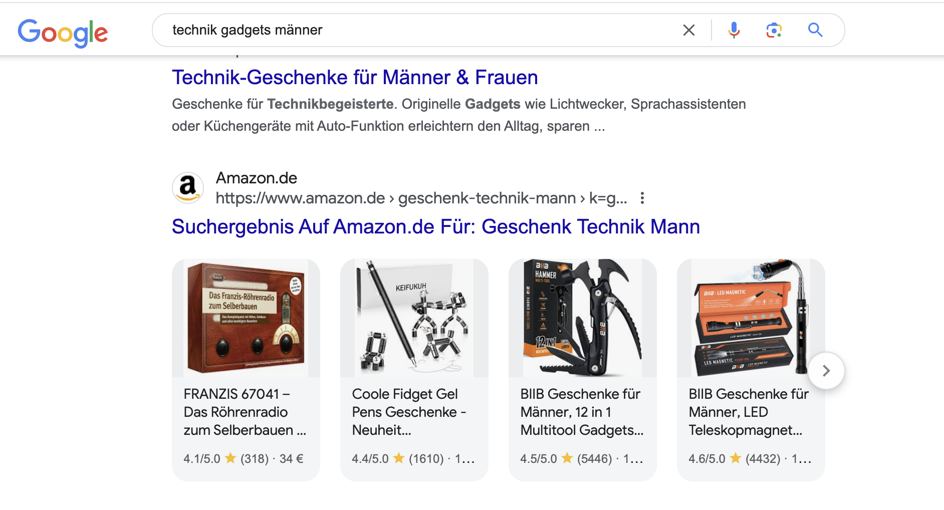 Produkt-Karussell Google von Amazon
