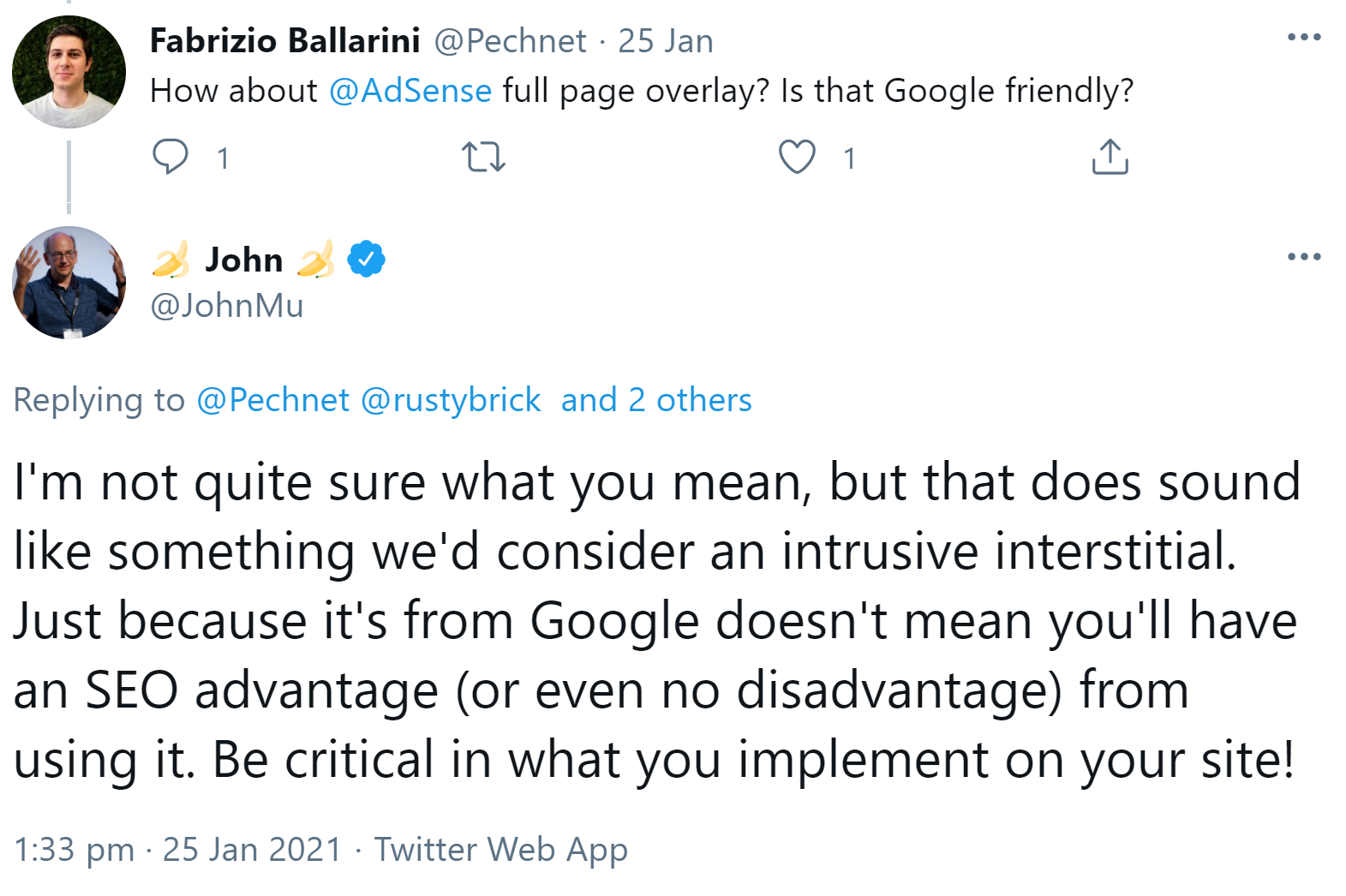 Auch Interstitials mit Google-Inhalten können zu schlechteren Rankings führen