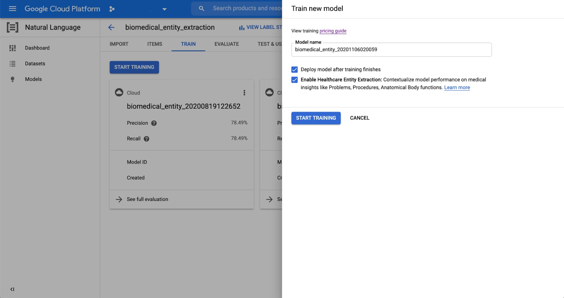 Google AutoML Entity Extraction