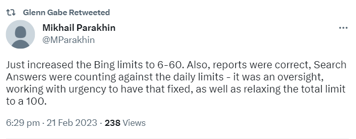 Microsoft erhöht Limit für Chatrunden mit Bing KI
