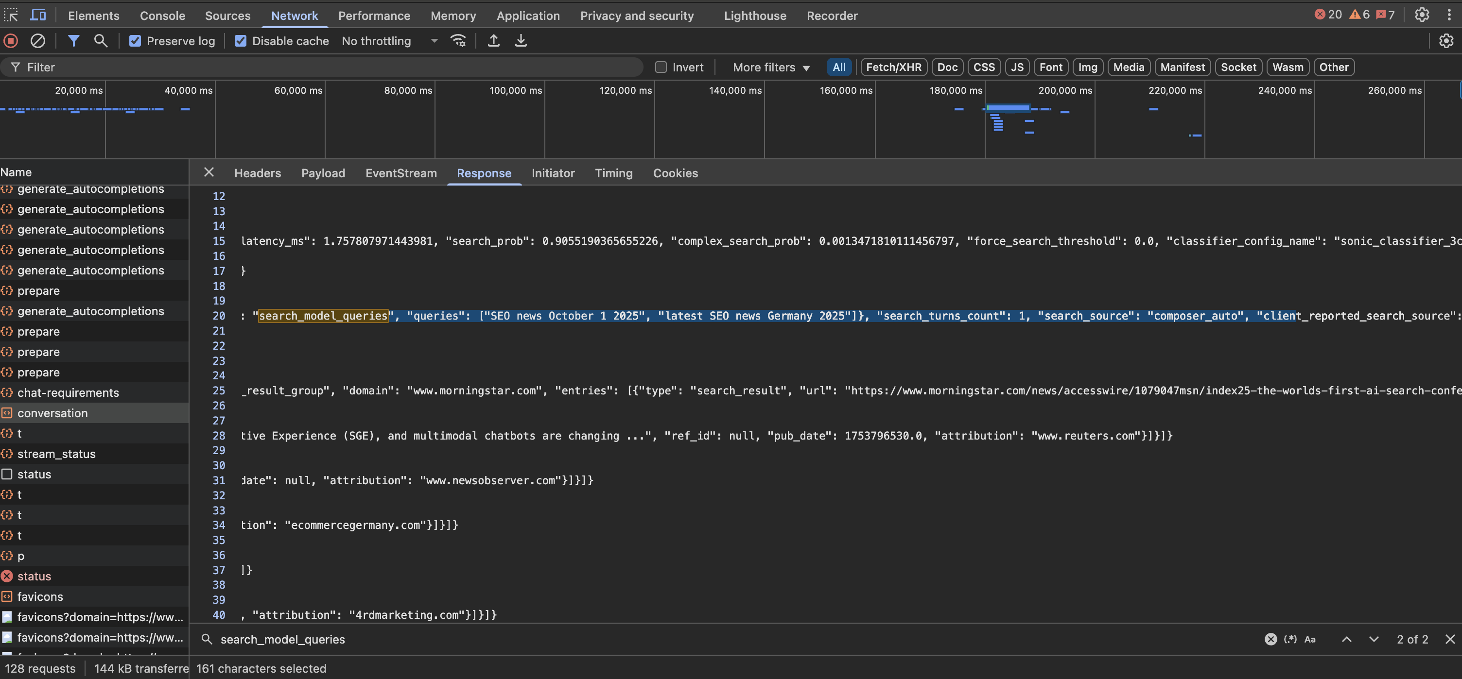 ChatGPT: Suchanfragen für Grounding in den Dev Tools