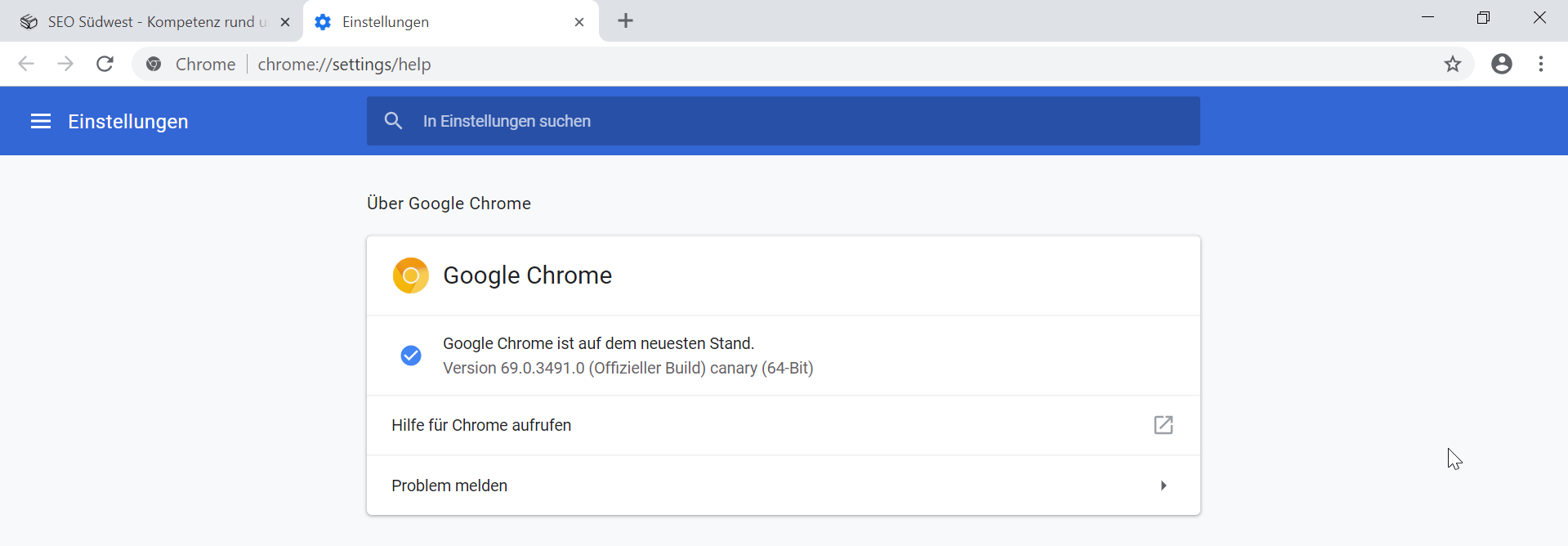 Google Chrome Canary mit Material Design
