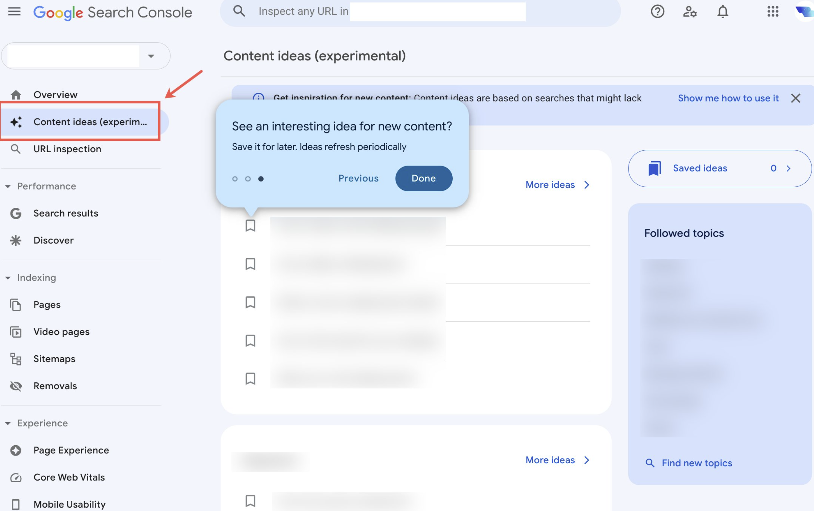 Content Ideas Google Sarch Console