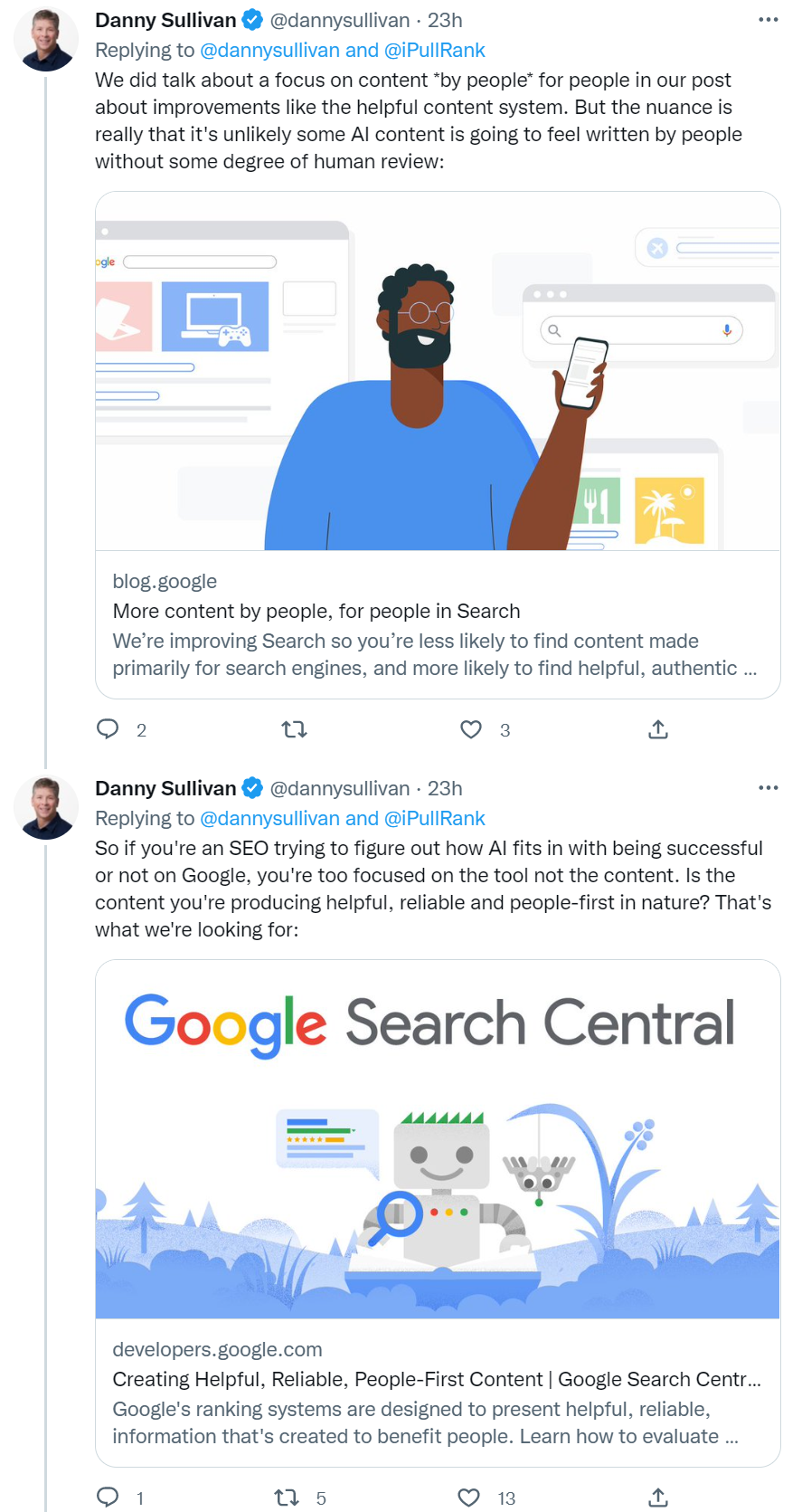 Danny Sullivan von Google: Inhalte, die per KI erstellt wurden, fühlen sich wahrscheinlich nicht so an, als seien sie von Menschen erstellt worden