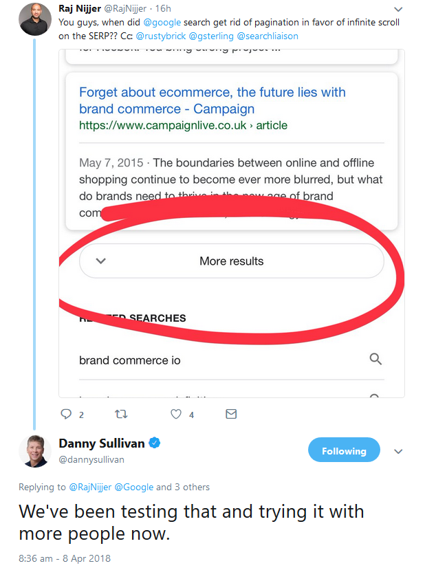 Google: Tests mit 'More results'-Button werden ausgeweitet